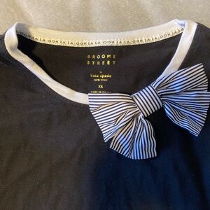 KATE SPADE BROOME STREET LADIE'S BOW TEE SHIRT SIZE XS EXTRA SMALL Black…